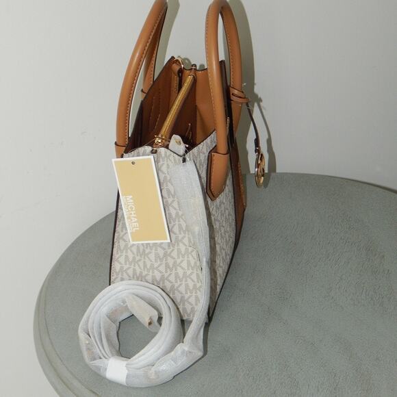 MICHAEL KORS MERCER Two-Tone Logo Medium Messenger Crossbody Bag Deer Multi NWT - Picture 13 of 13